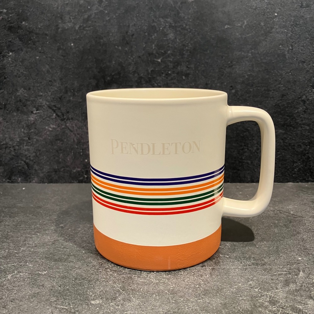 Pendleton National Park Stripes Ceramic Coffee Mug Cream Terracotta 18oz